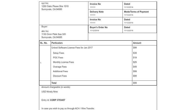 invoice template html css