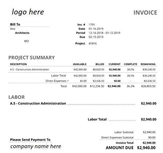 architects invoice template