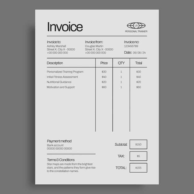 personal trainer invoice template