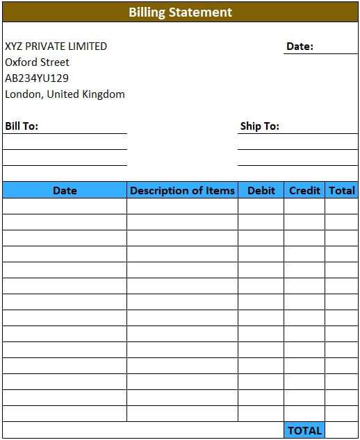 monthly invoice statement template