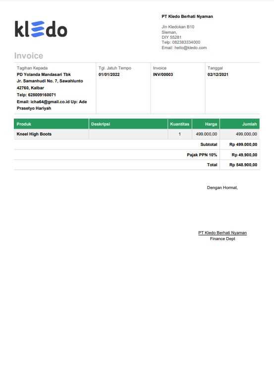 invoice template gratis