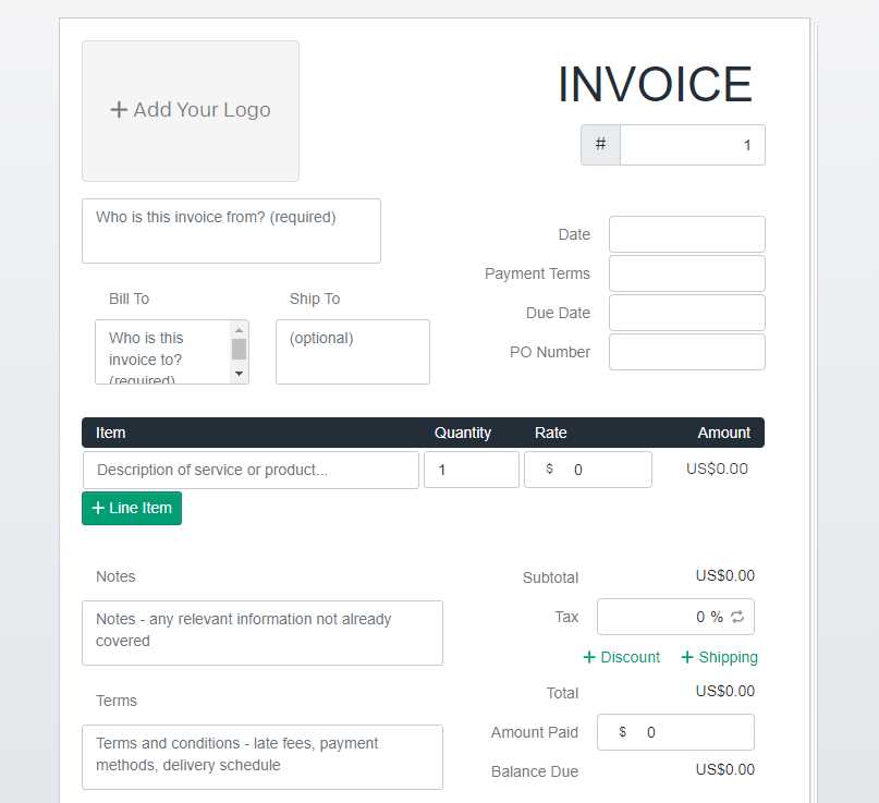 invoice template for freelance writer