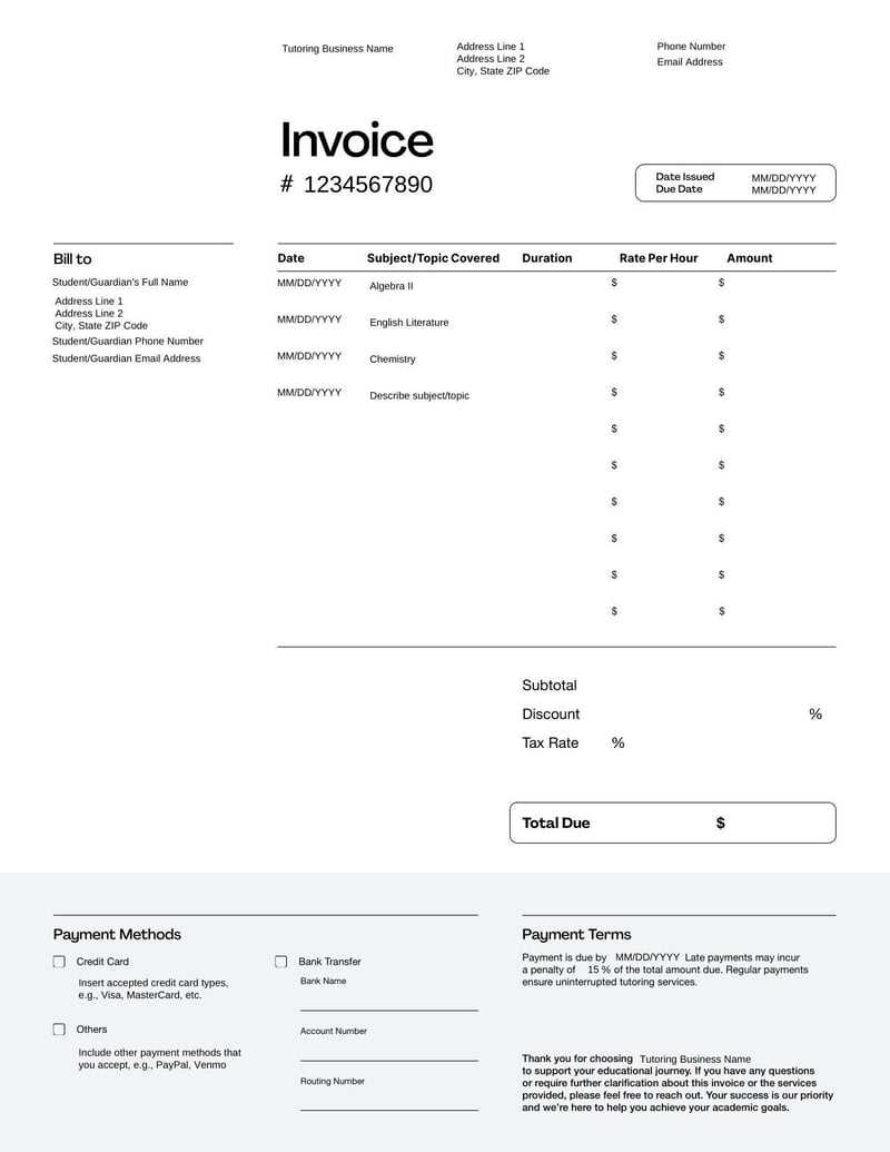 invoice template for self employed