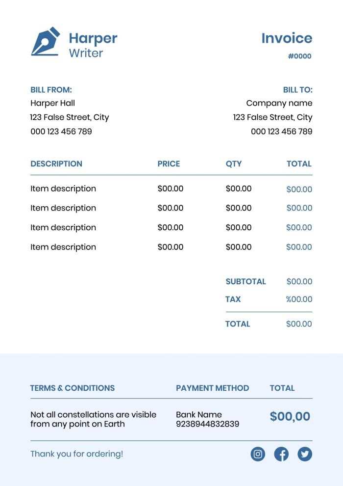 freelance illustrator invoice template