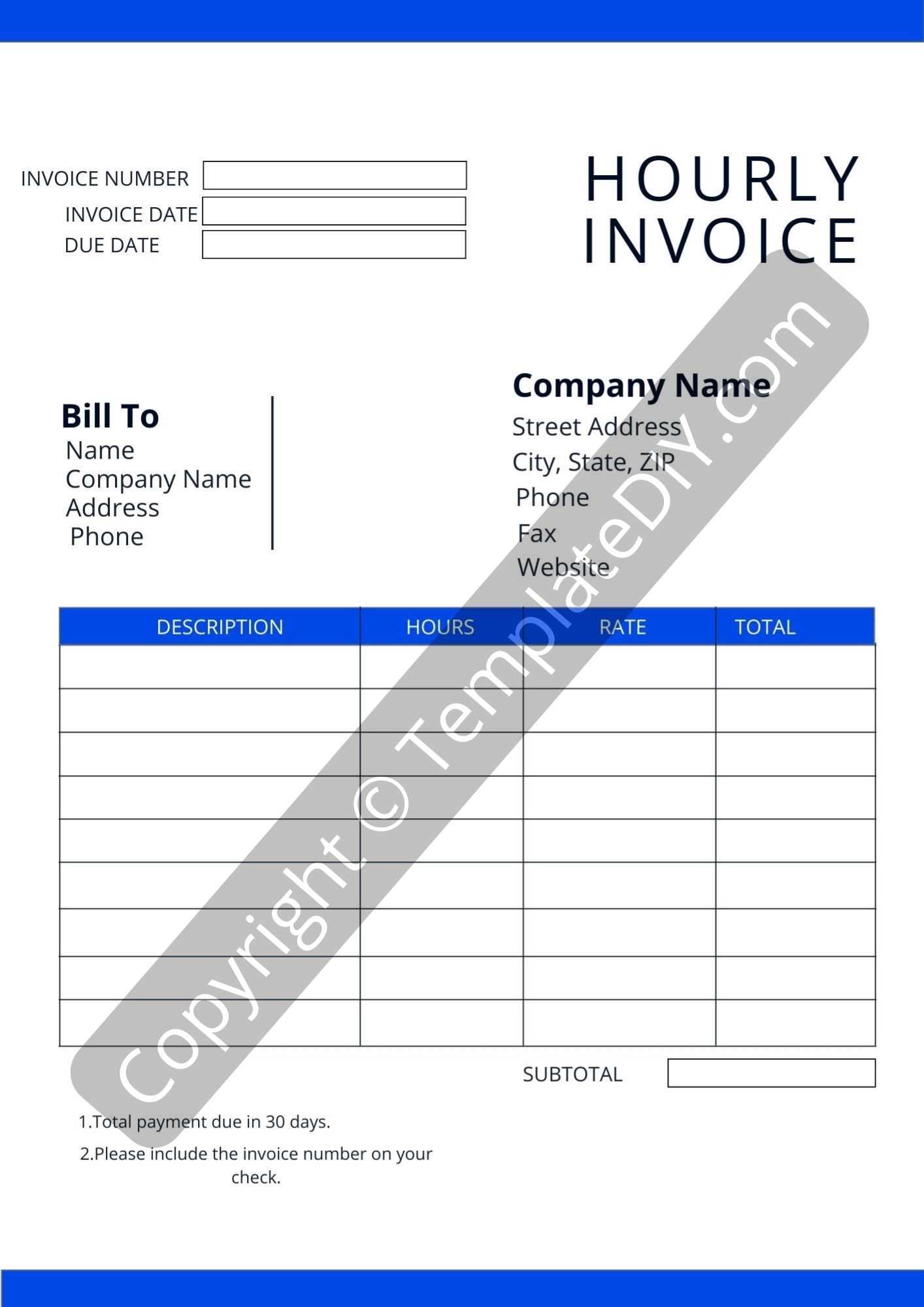 invoice template for hours