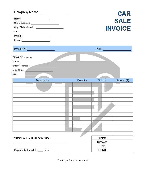 used vehicle invoice template