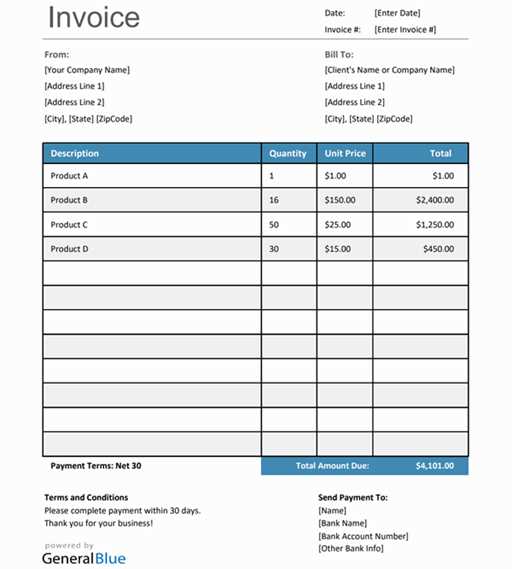 invoice template in excel format