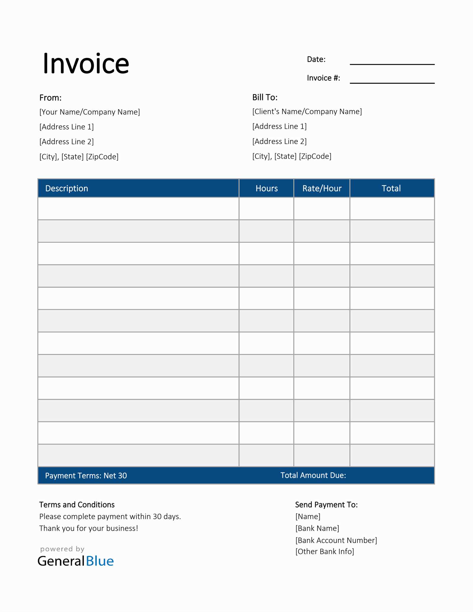 billable hours invoice template