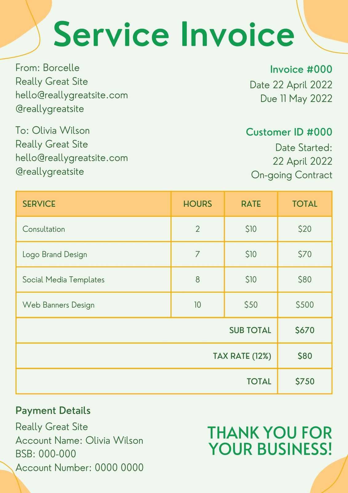 invoice services template