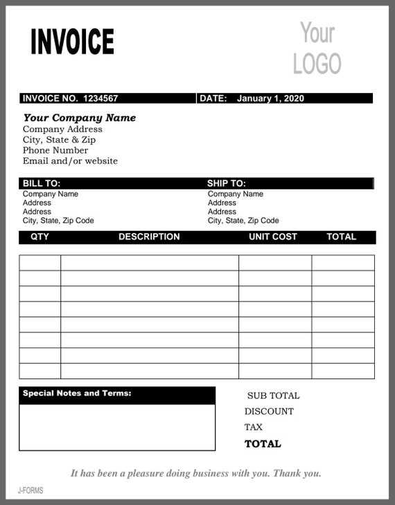 auto glass invoice template free