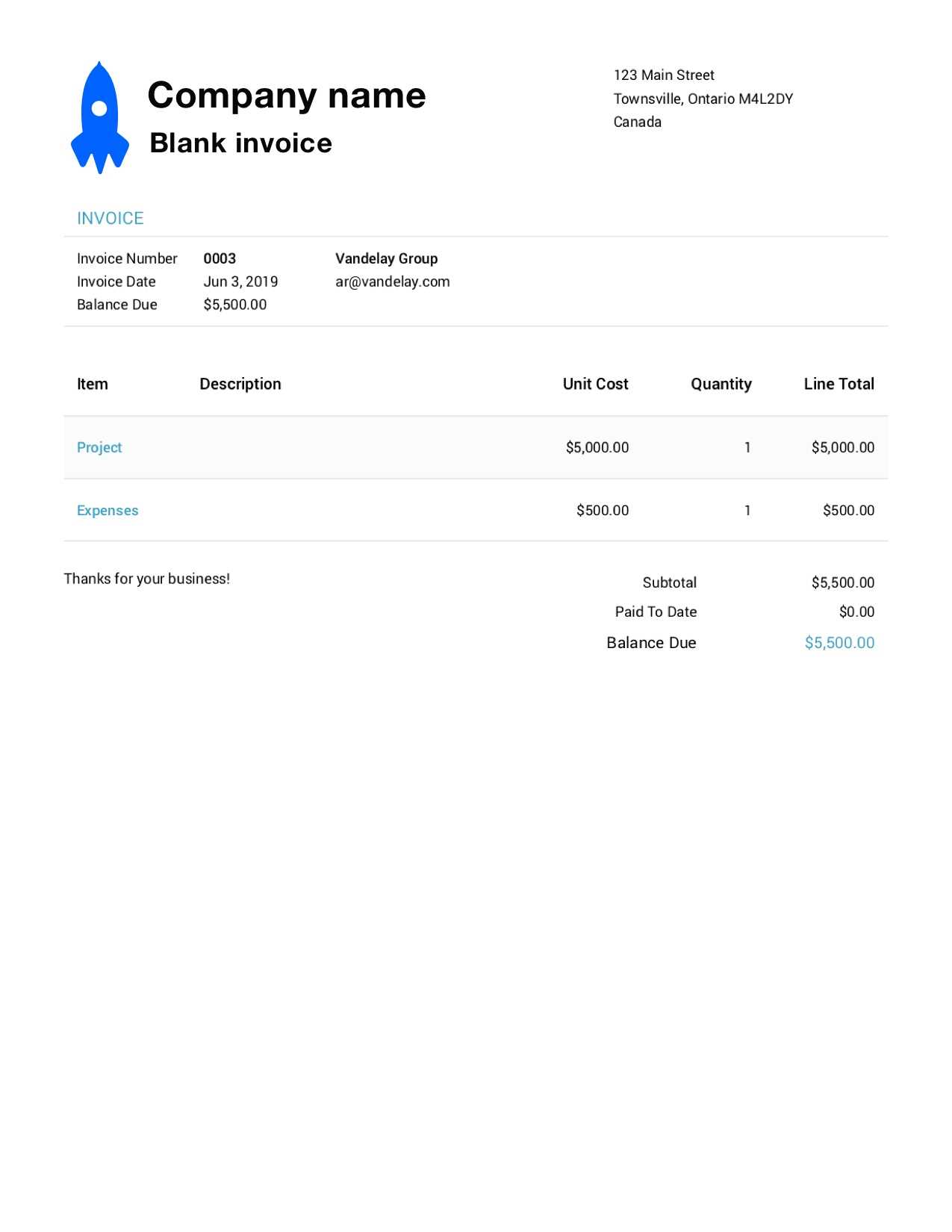 freelance invoice template canada
