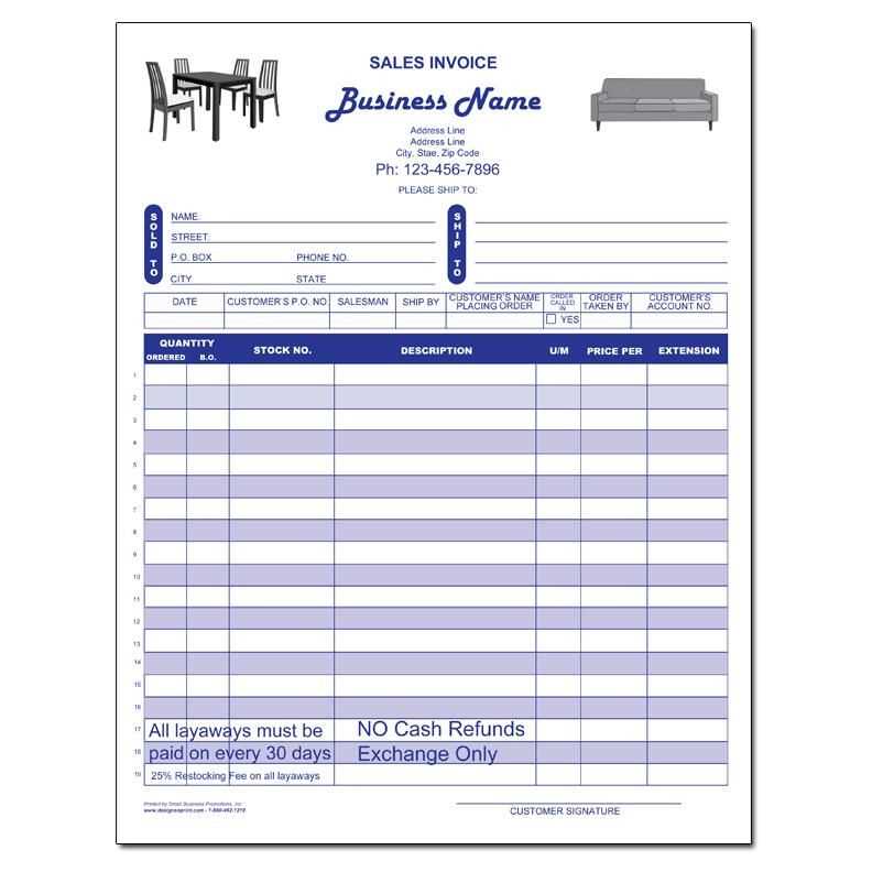furniture invoice template