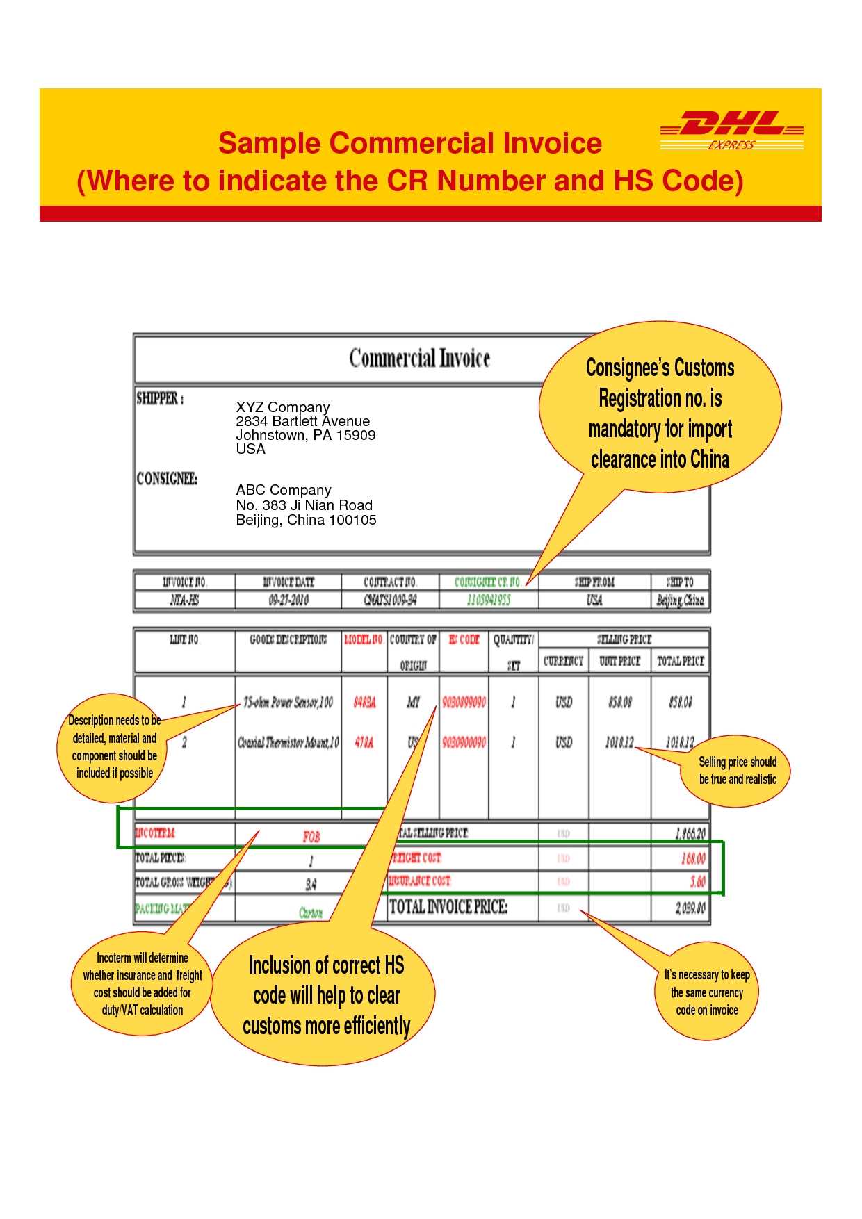 dhl proforma invoice template