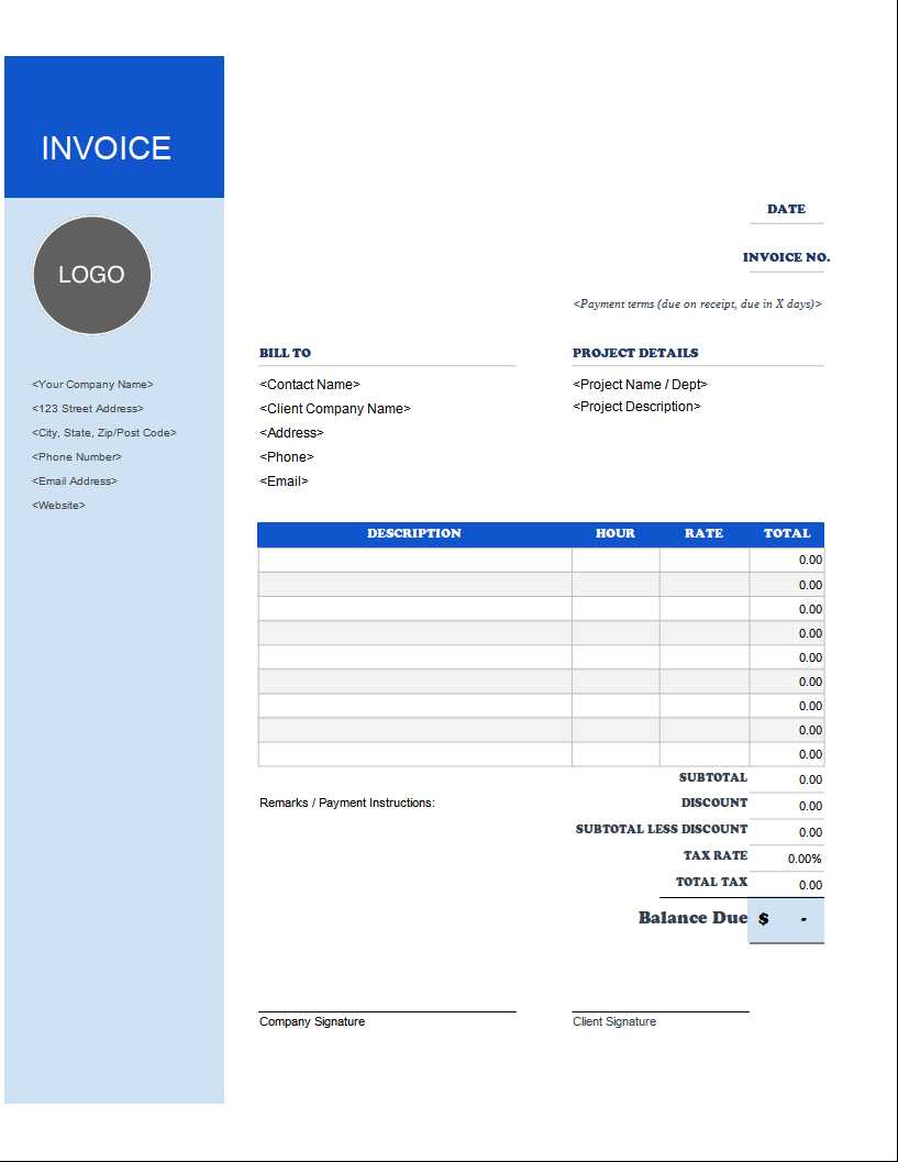 consultant billing invoice template excel