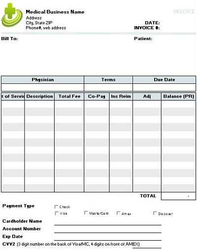 hospital invoice template word