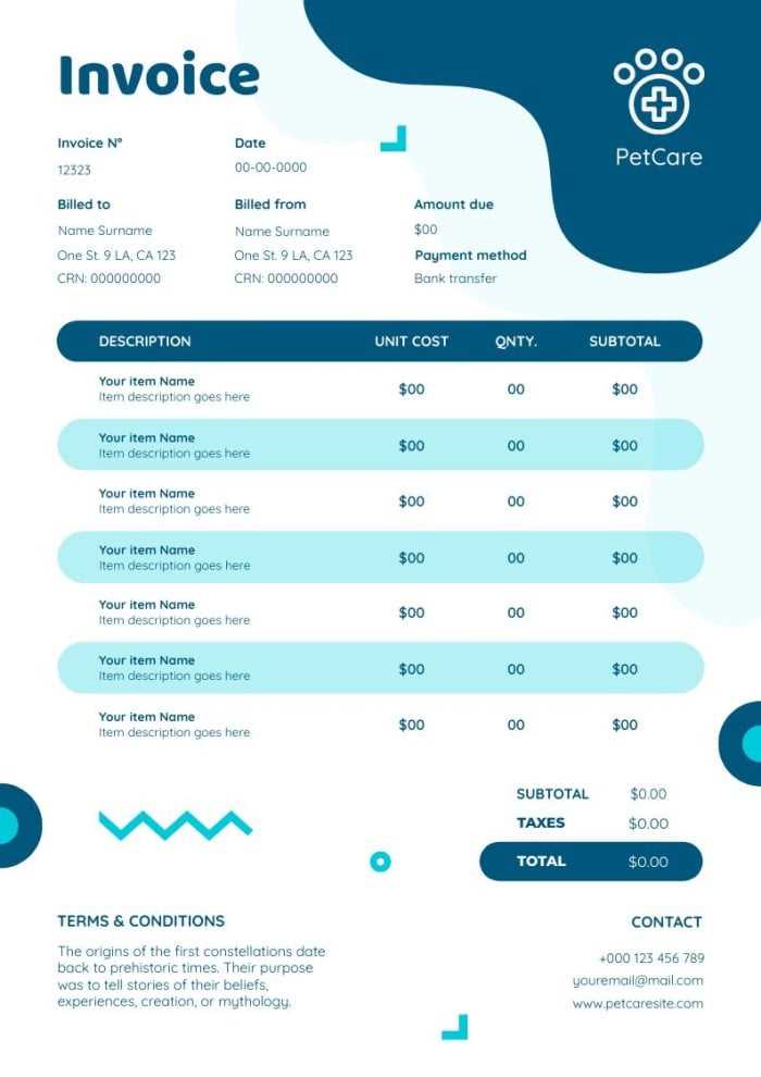 vet invoice template