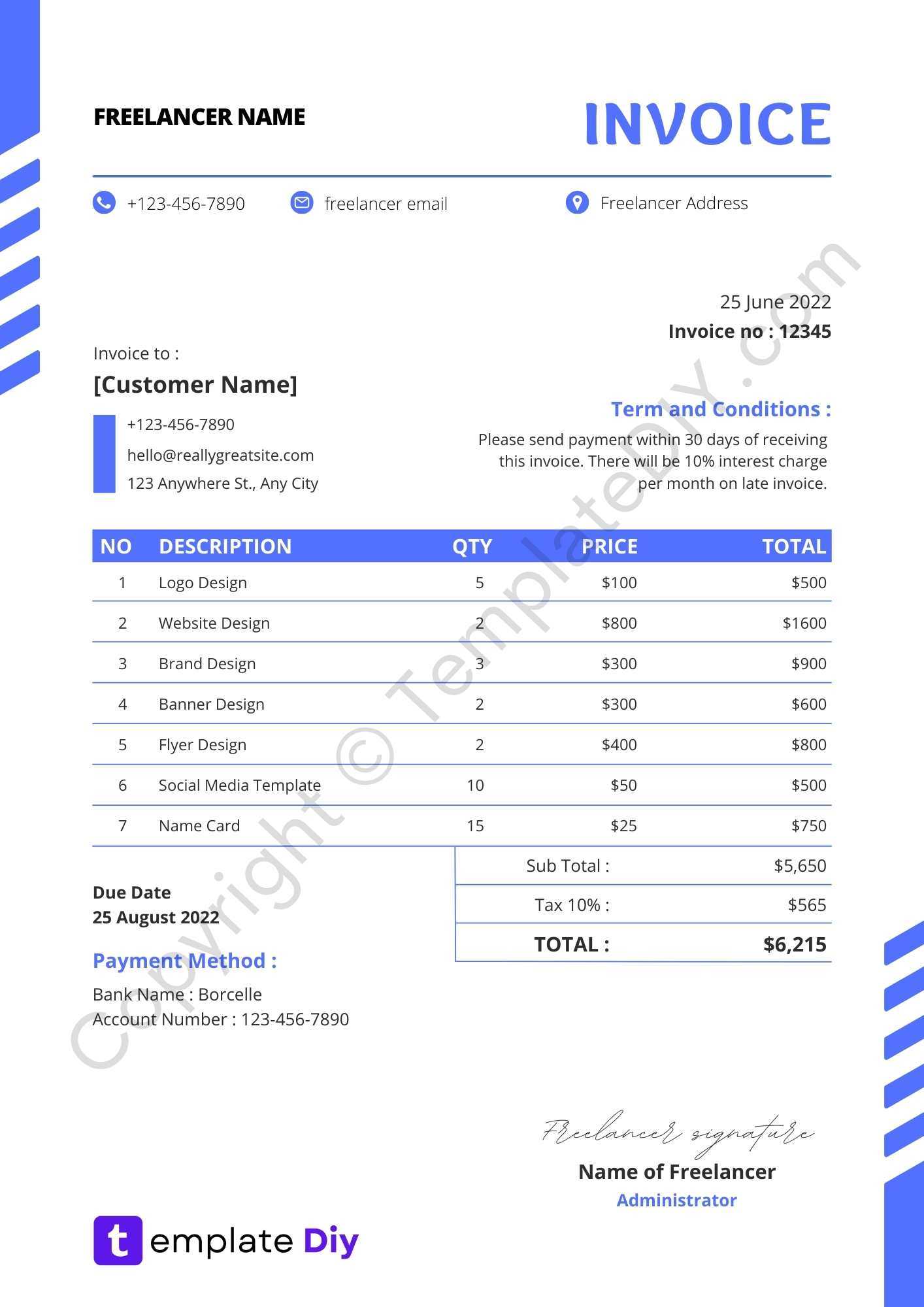 freelancer invoice template