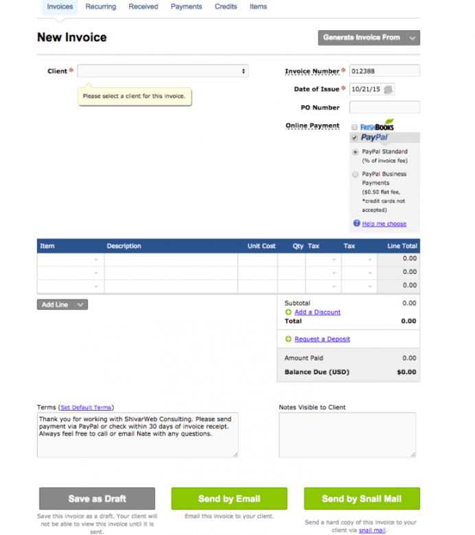 quickbooks hvac invoice template