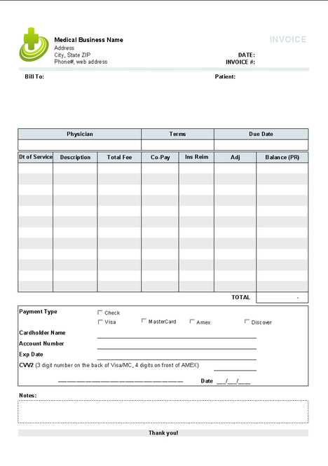 doctors office invoice template