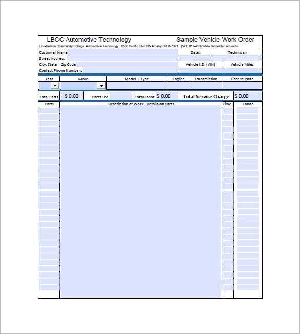 mechanic invoice template pdf