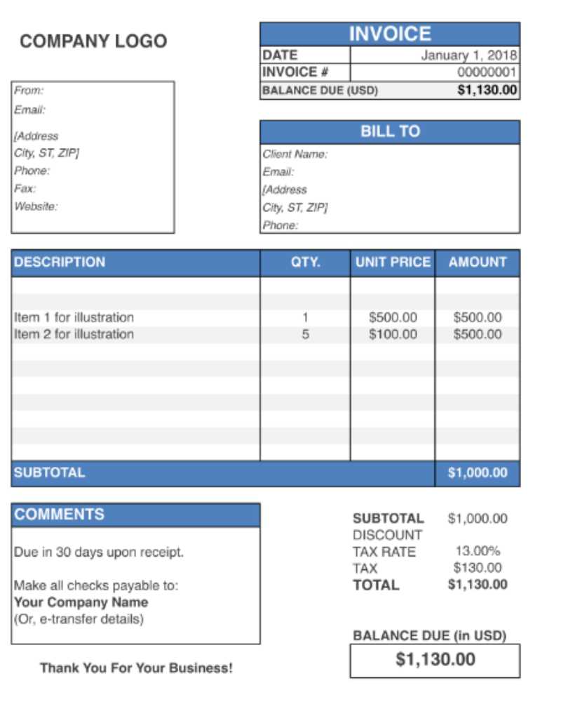 invoice template docs