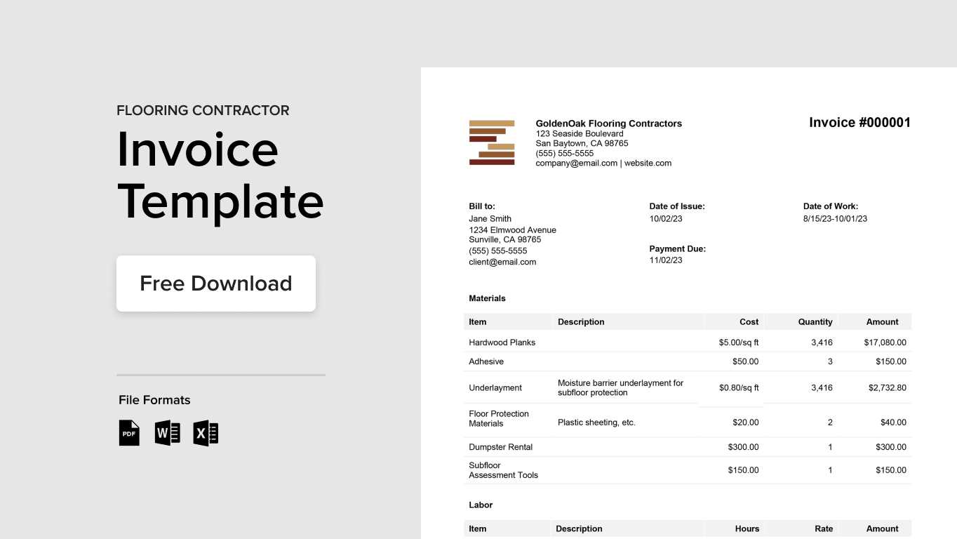 flooring installation invoice template