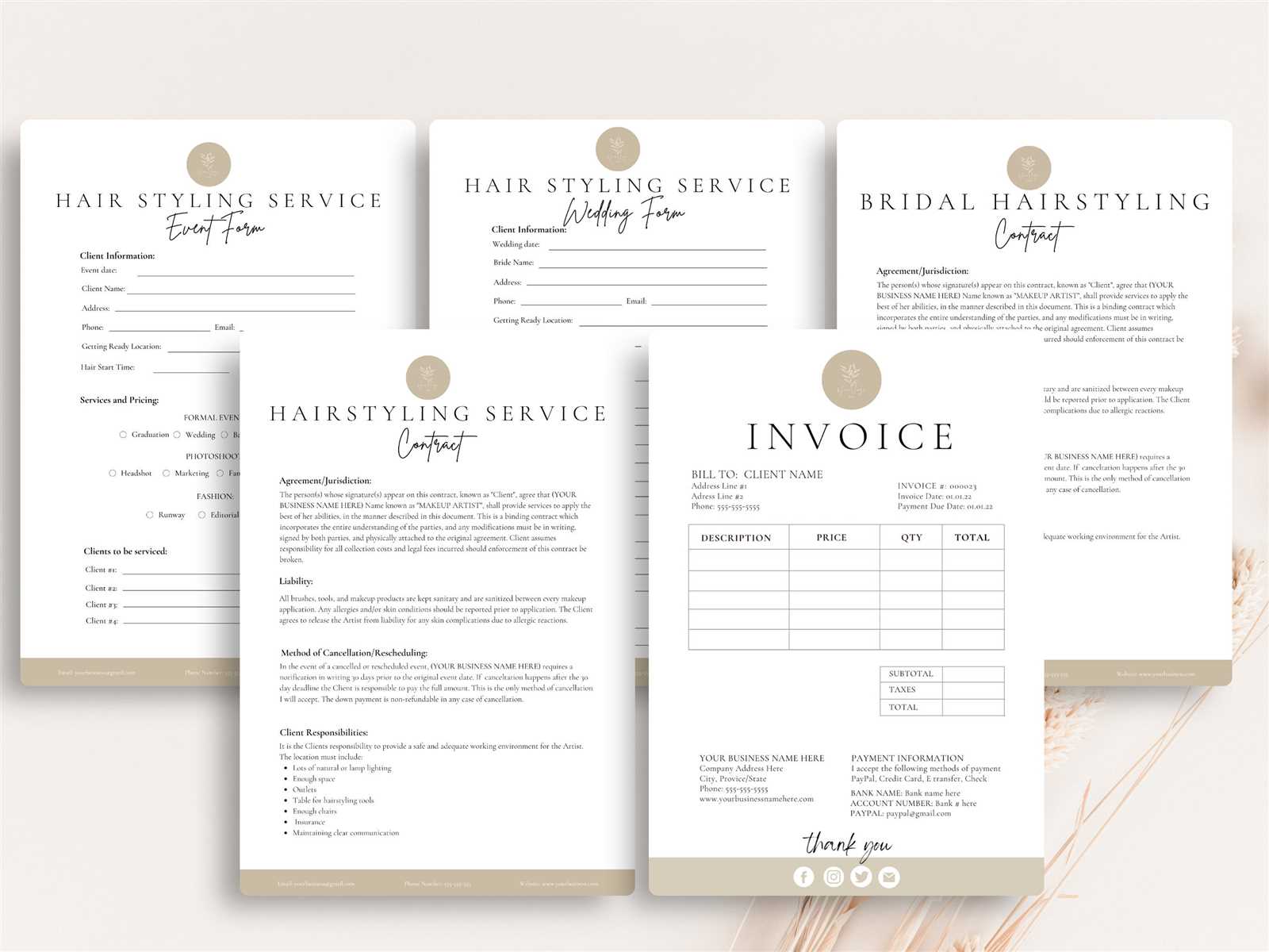 hairdressing invoice template