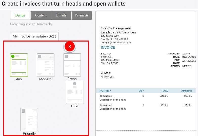 quickbooks invoice template word