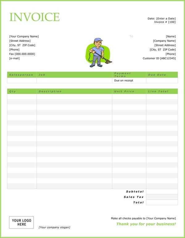 free house cleaning invoice template