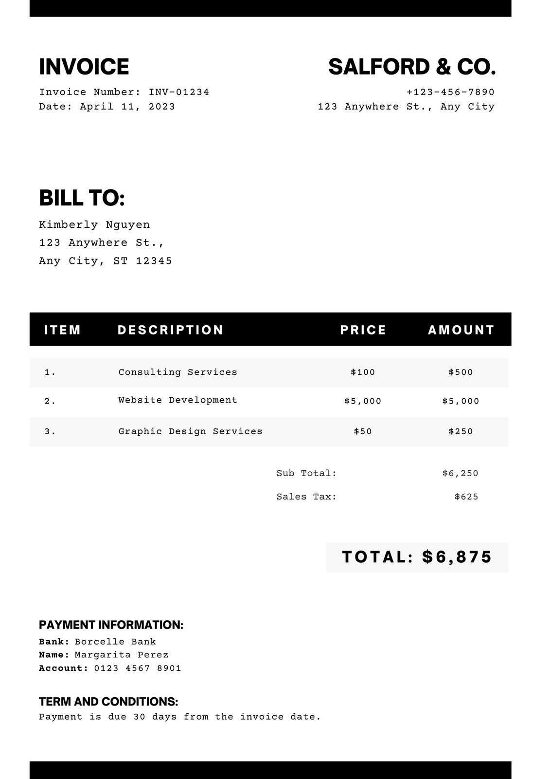 american invoice template