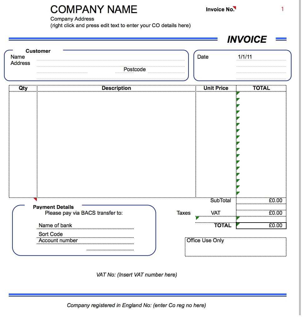 invoice template word free download pdf