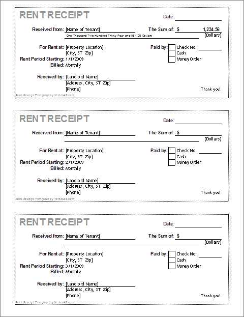 monthly rent invoice template excel