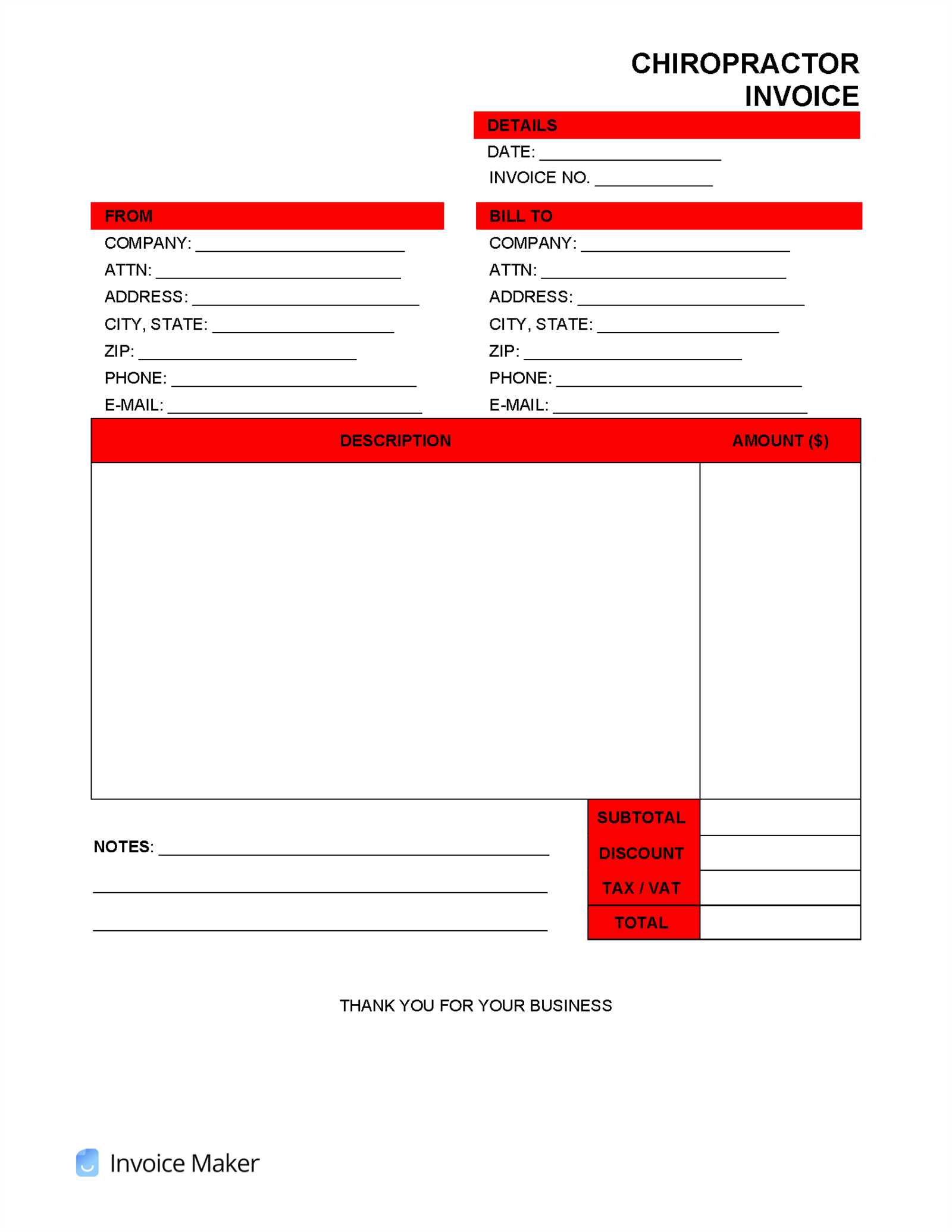 reimbursement invoice template