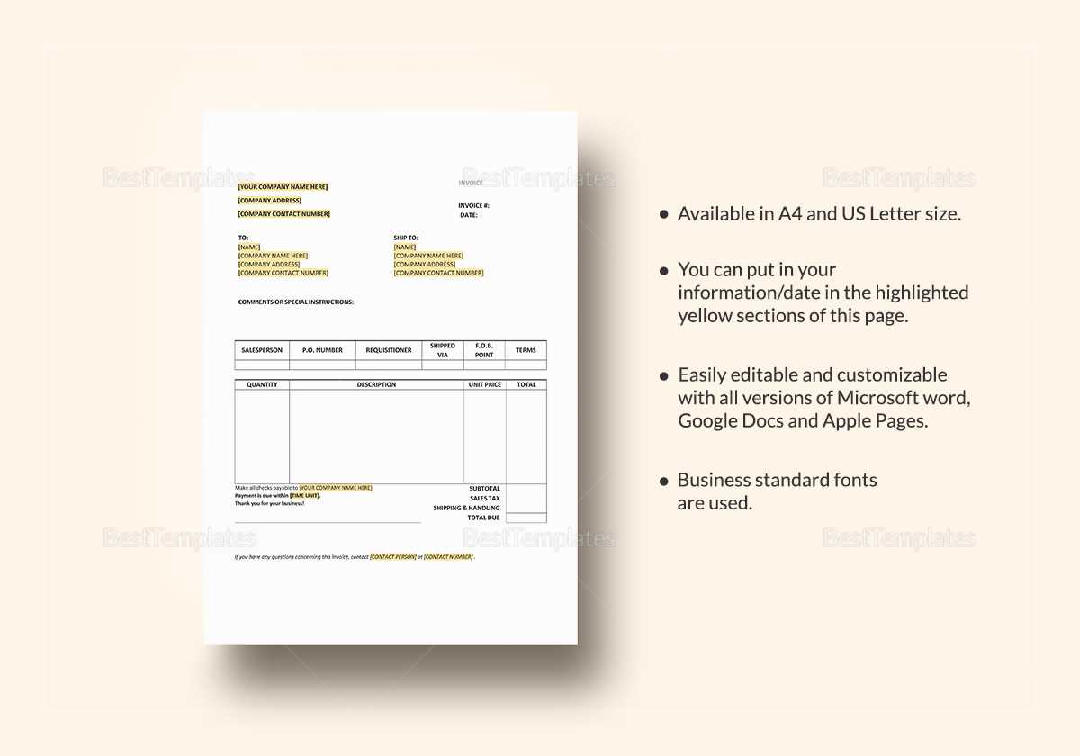 microsoft word invoice template for mac