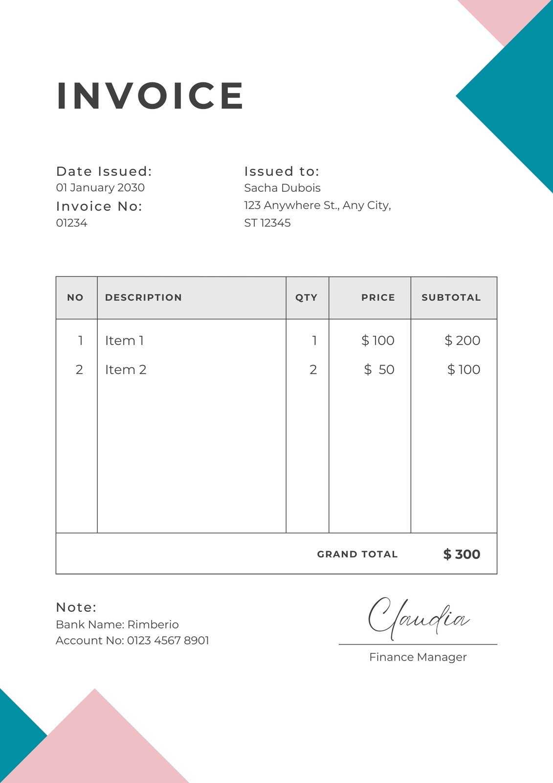 invoice template word download free