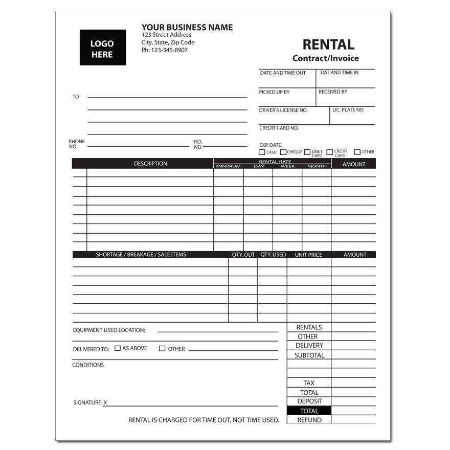 rental invoice template free