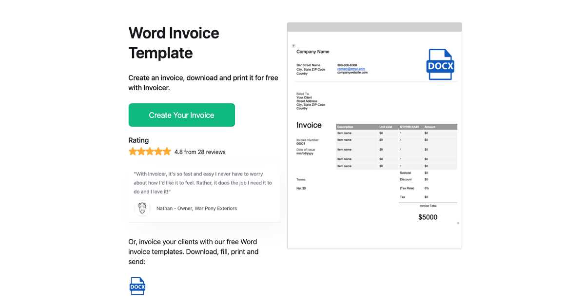 word invoice template free