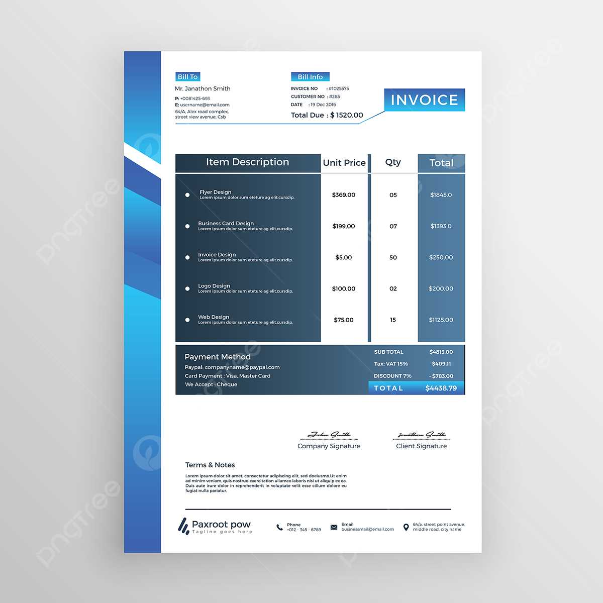 italian invoice template