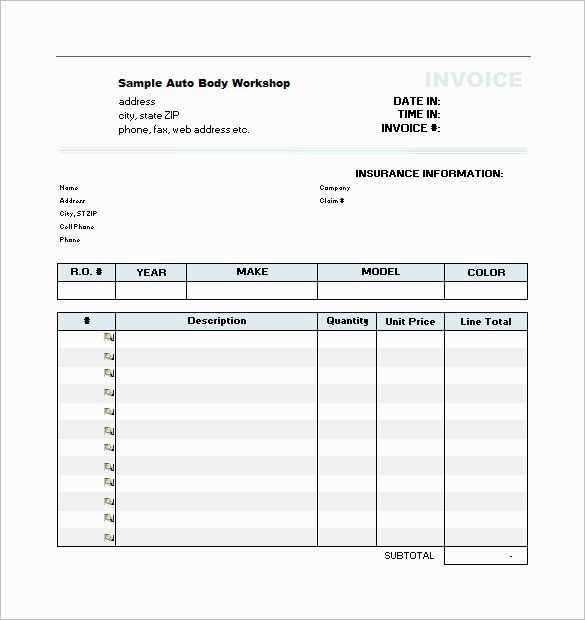 workshop invoice template