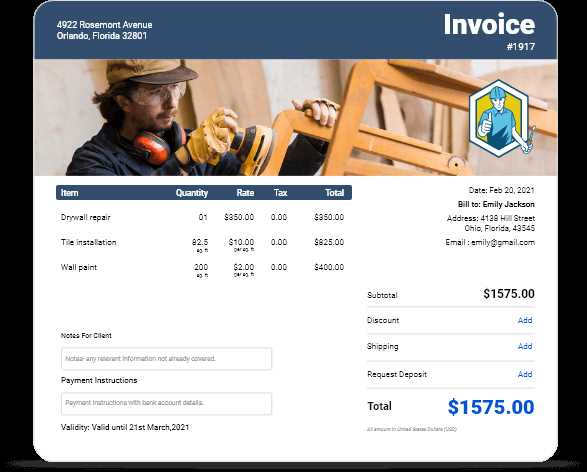 handyman invoice template xls