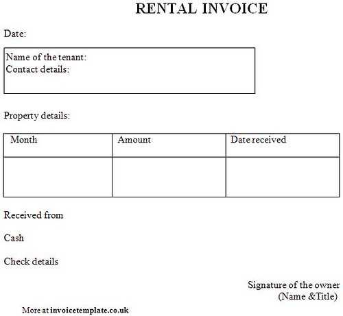 invoice for rent template