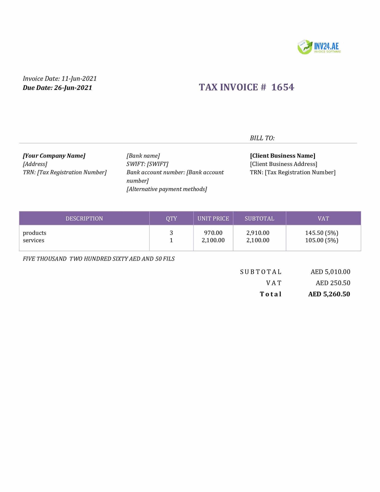 interactive invoice template