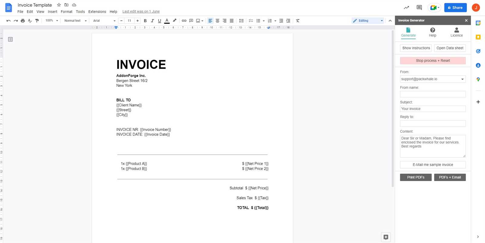 invoice template generator