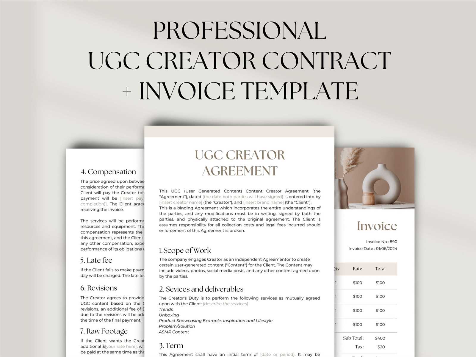 instagram influencer invoice template