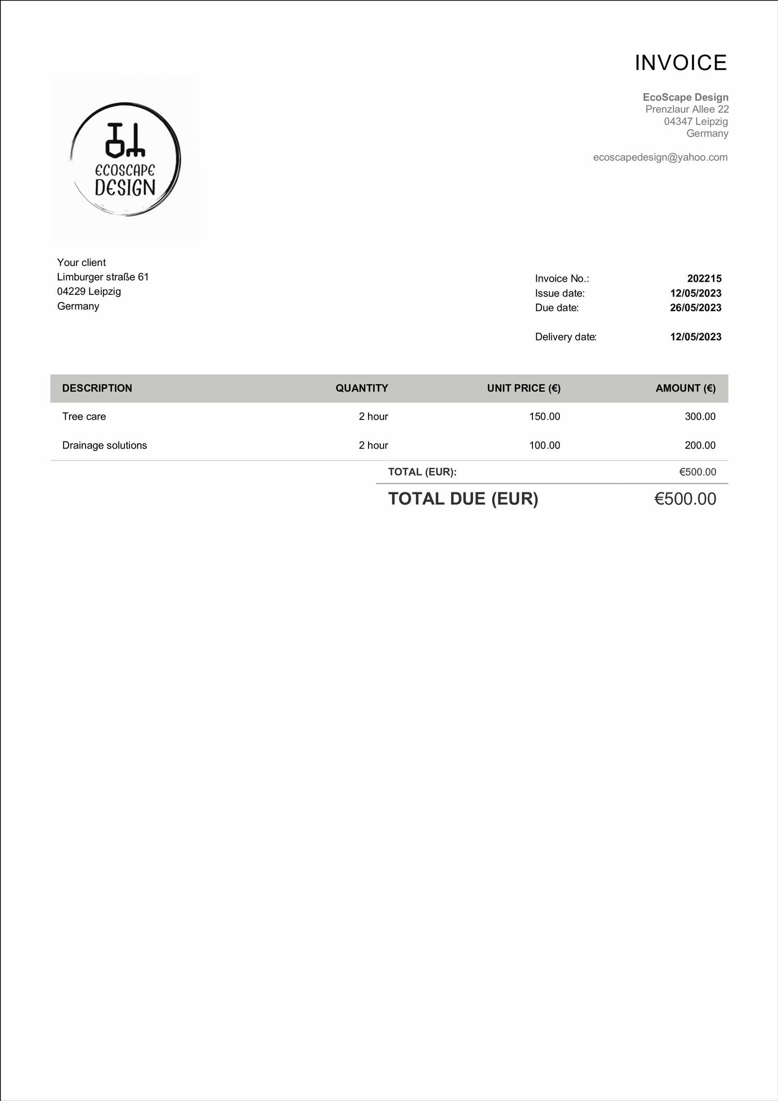 fillable landscaping invoice template