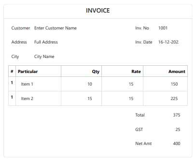 invoice template bootstrap 4