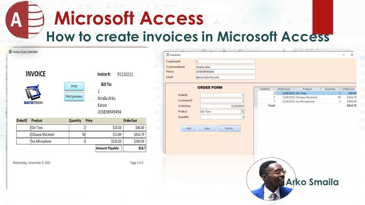 microsoft access invoice template