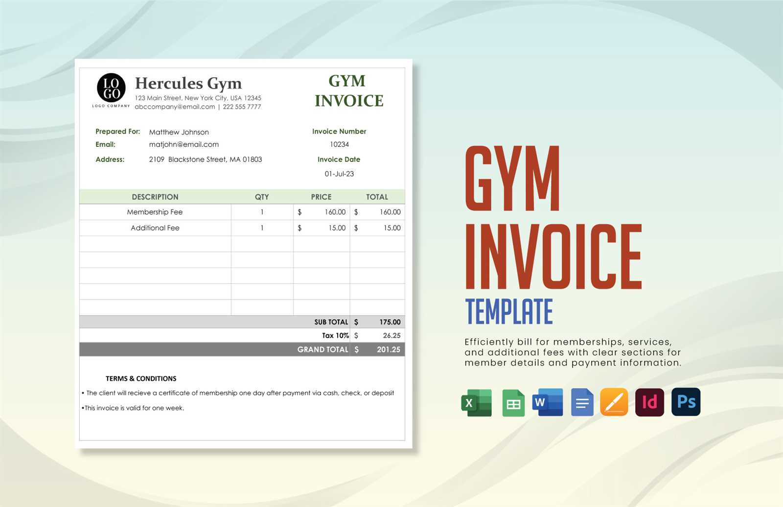 zumba invoice template