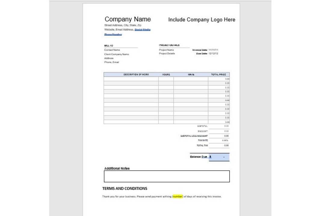 moving company invoice template free