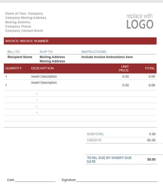 create a new document using the invoice red design template